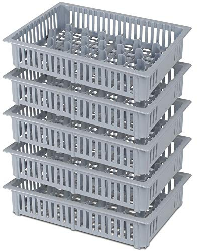 5x Spülkorb für Schnapsgläser, mit 33 Fächern, LxBxH 390x260x80 mm, grau