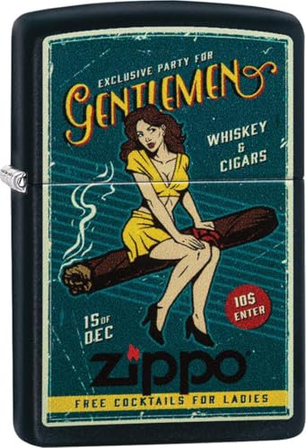 Zippo Sturmfeuerzeug - Cigar Girl, Black Matte, Color Image - Nachfüllbar - Wiederverwendbar - Windfestes Design - Geschenkbox - Made in USA