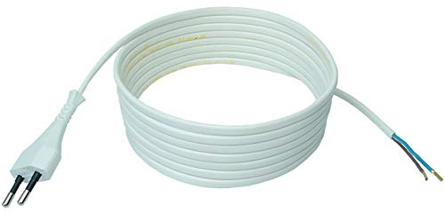 Anschlussleitung Zuleitung Euro-Stecker Netzkabel Stromkabel 2-polig 2 x 0,75mm2 (Weiss, 5,0 Meter)