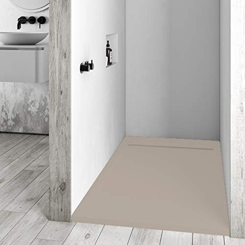 Piatto Doccia In Resina 70x120 Griglia In Tinta Moderno Colorato Effetto Pietra Slim CERAMICHEMIRANDA-Resina Tortora