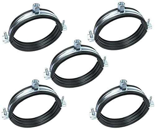 AERZETIX - C49893 - Satz von 5 - Schellen isophonisch - Befestigungshalter mit Dichtung - für Schlauch Ø 4'' 108-114mm - DIN EN 10111 - aus verzinkter Stahl - zum Anschrauben М8