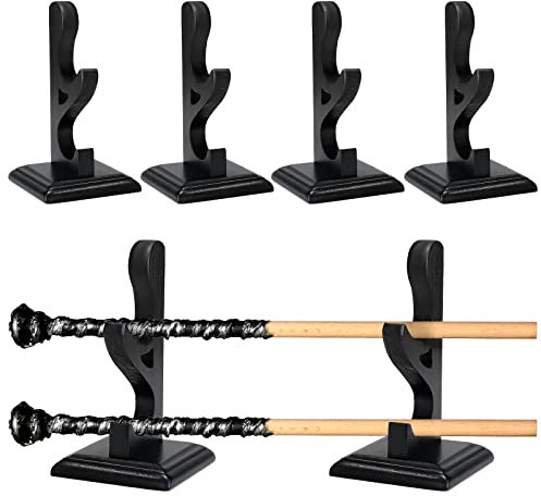 2 set di bacchetta magica espositore a 2 livelli, supporto per bacchetta in legno, supporto per bacchette, coltello, pugnale, spada laser da banco per casa o ufficio, nero