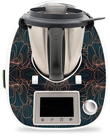 Finest Folia Deko Schutz Aufkleber kompatibel mit Thermomix TM5 Sticker Set | Klebefolie Blumendekor Design wasserfest Schutzfolie für Küchenmaschine Zubehör selbstklebend RX041-05