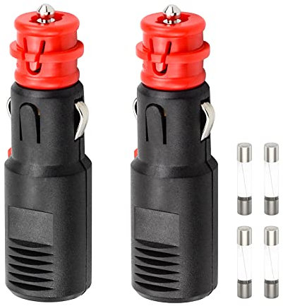 2 Stk Sicherheits-Universalstecker 12V-24V Zigarettenanzünder Stecker Autostecker Zigarettenanzünderbuchse 20mm Zig./ 12mm DIN Normstecker mit 10A Sicherung und Schalter für Kfz Auto LKW PKW Motorrad