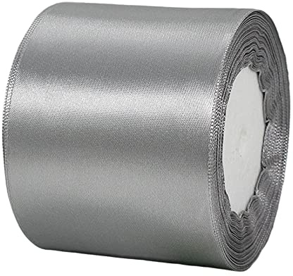 POPOYU Satinband Grau Breit,Grau Satin Schleife Groß,Satinband 8cm Breit,Baumwoll SchleifeBreit,Schleifenband xxl für Verpacken von Geschenken Ostern Weihnachten Hochzeit Dekorieren Aut