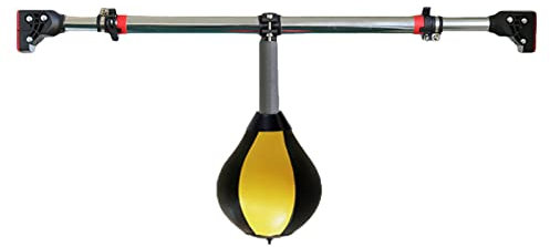 LSMKKA Portable Speed Bags for Boxing, Doorway/Door Frame Punching Bags Leather Reflex Balls for Adults Kids Teens, Flexible Small Pear Stress Relief Toys (Color : Yellow+Black, Size : 22cm(8.6inch))