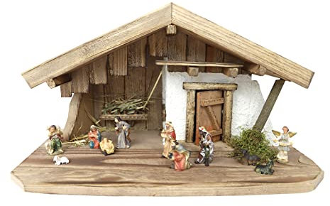 Woidwerk Manufaktur Weihnachtskrippe Krippe Krippenstall (W016+KF7) Weihnachten Weihnachtskrippen Krippenfiguren Tischkrippe