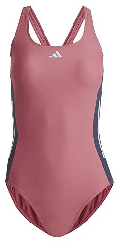 adidas Donna 3-Stripes Colorblock Swimsuit, Pink Strata/Shadow Navy/Blue Dawn, 34
