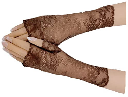 MAOZIm Halbfinger Sonnenschutz Kurze Handschuhe Damen Fingerlos Dünn Sommer Spitze Anti-Ultraviolett Fahrhandschuhe