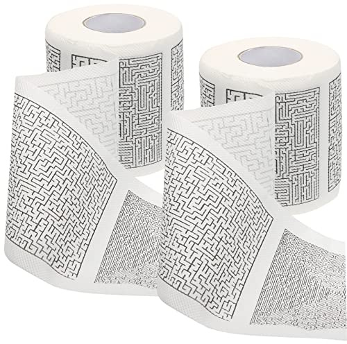 Zerodeko 2rollen Labyrinth Muster Toilettenpapierrolle Seidenpapier Geschmeidiges Badezimmer Toilettenartikel Papier Hautfreundlich Dekorative Serviette