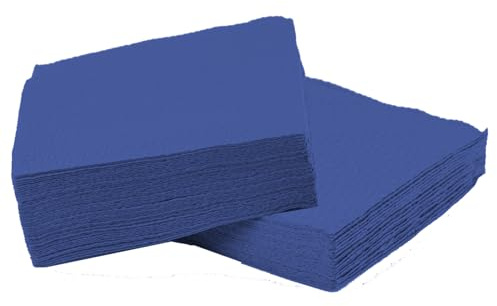 Lot de 100 serviettes de table 4 plis double épaisseur 33 x 33 cm pour fêtes et événements (bleu foncé)