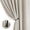 Abstractex Ivory Pom Pom Eyelet Blackout Curtains for Living Room 54 Inch Long Natural Cream Ring Top Room Darkening Curtain Panels for Bedroom Kids Thermal Insulated Window Drapes 54 W 2 Panels