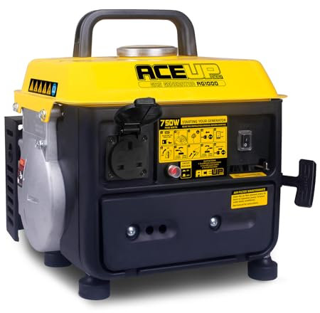 Aceup Energy 750 Watt Portable Generator, Petrol Powered Generator 230V sockets, Small & Ultralight, EURO-V & CE