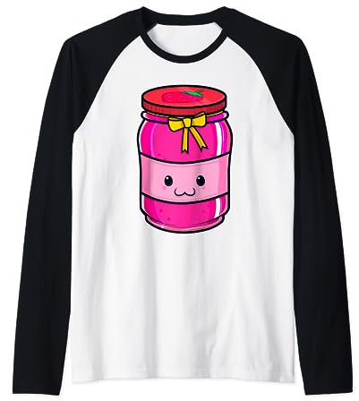 Kawaii Peanut Butter & Jelly Jar Matching Strawberry Jam Kid Raglan Baseball Tee