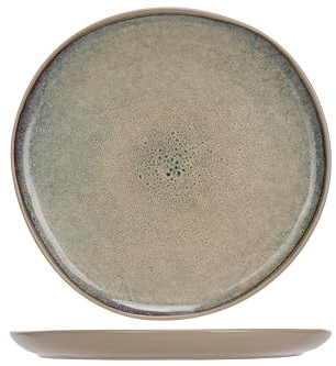 Cosy & Trendy Lot de 6 Assiettes Plates en Grès Oona Sand, vert, D27Xh2Cm
