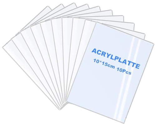 Craicidios 10er set ultra Acrylglas kunststoffplatten 10 x 15 cm, 1mm dicke Acrylplatten, profi klare transparente kunststoffplatten für fotorahmen, projektausstellung, tischaufsteller