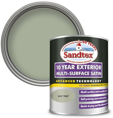 Sandtex 10 Year Multi Surface Satin Paint 750ml Bay Tree