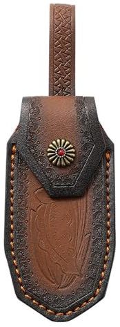 Leder Messertasche Messerscheide Messer Holster für Gürtel-Messer quer Tasche Messerscheide Werkzeug, gelten für Taschenmesser, Klappmesser (Tanned Leather)