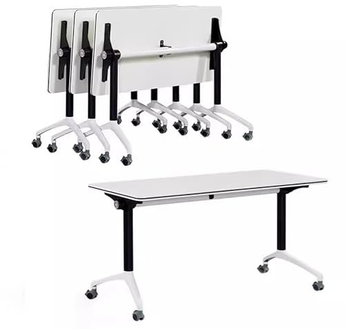 4pcs ibtisch Klappbar,klappbarer Schreibtisch auf Rollen,Schreibtisch Faltbar Computertisch mit drehbarer Rollen,fixierbaren Rollen und Prallplatte,für Büro, Besprechungsraum. (Color : 4 pieces, Siz