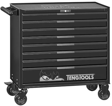 Teng Tools 37 Inch Wide 8 Drawer PRO35 Heavy Duty Black Roller Cabinet - TSW37B8