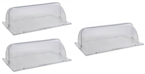 Full Size Chafing Dish Cover, Clear Roll Top Chafing Dish Lid Plastic Food Display Cover Bakery Pan for Cake Cupcake Exhibition, 3