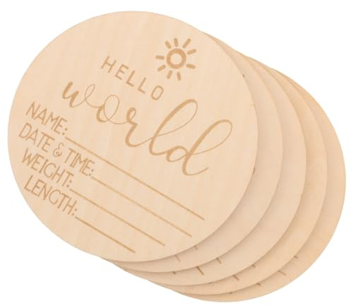 JOINPAYA 5stücke Geburtsanzeigeschild Holz Rund Für Neugeborene Als Namensschild Zur Ankündigung Foto-requisit Dekoration Geschenk Zur Babyparty Exquisit Und Schlicht
