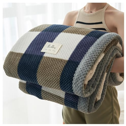 Ergocar Coperta Grande Morbida in Peluche Calda Velluto a Doppia Faccia Soffice, Semplice Stile Motivano a Strisce Plaid 70,86 × 78,74 Pollici (Circa 180 × 200 Cm)