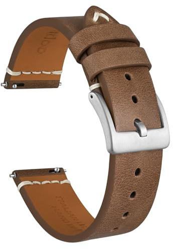 Ayadoo 18mm Bracelet de montre en cuir italien, Bandes de sortie Qucik vintage, Marron