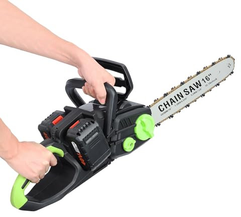 cukoekim 40V Cordless Chainsaw, 16-Inch Handheld Electric Chainsaw with Battery and Charger, Battery Operated Brushless Chainsaw with Auto-Tension & Auto-Lubrication, 1800W Power, 2 x 4Ah Batteries UK