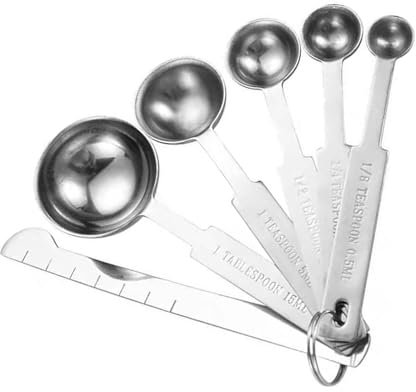 6 Pcs Metal Measuring Spoons Sets, Stainless Steel Tablespoon Teaspoon Measuring Spoon for Dry and Liquids with Clear and Easy to Read Makring on Each Sppon to Know The Measurment