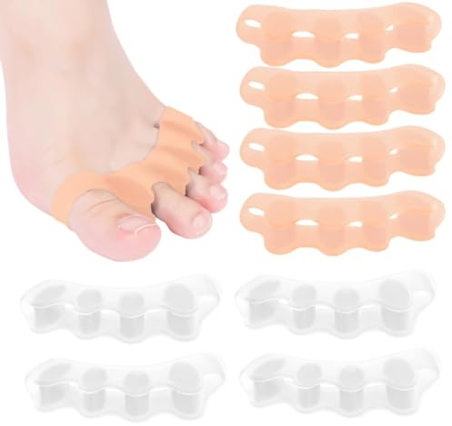 Zehenspreizer für alle Zehen, 4 Paar Hammerzehen Korrektoren, Zehentrenner Silikon, Zehenstrecker Korrektur Set gegen Hallux Valgus, für Yoga-Übungen, Fußausrichtung