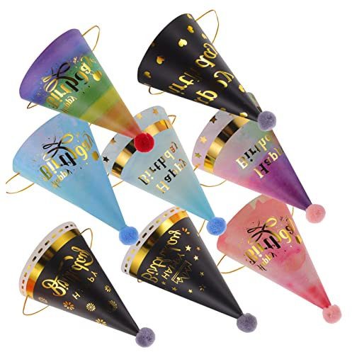 LIFKOME 8pezzi Cappello Di Compleanno Per Ragazzo Ragazza Cappelli Cono Per Feste Di Compleanno Cappelli Decorativi Per Ragazzo Ragazza Accessori