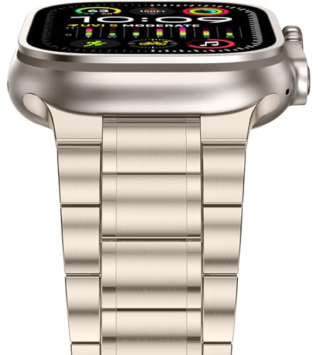 Anlinser Metallarmband Kompatibel mit Apple Watch Armband 49mm 46mm 45mm 44mm 42mm, Fünf-Link Edelstahl Ersatzarmbänder für iWatch Ultra 3/2/1 Serie 11 10 9 8 7 6-1 SE (Polarstern)