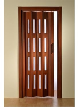 Falttür-Kunststoff Mahagoni 4 Fenster 88,5 x 202 cm