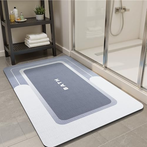 SIXHOME Tappeto Bagno Assorbente Antiscivolo Lavabile in Lavatrice tappetino da bagno ad asciugatura rapida 50 * 80cm Quadrato blu