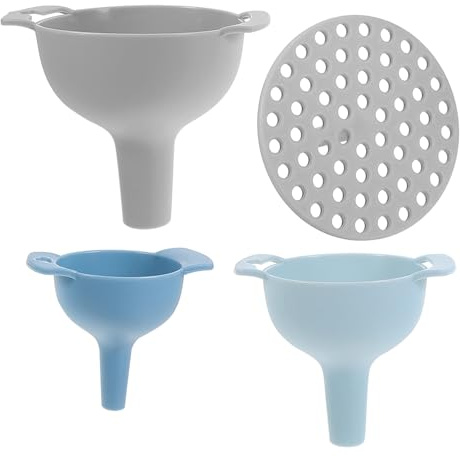 Set Imbuti in Plastica 4 Pezzi 3 Misure con Filtro Estraibile da Cucina Ideale per Oli Farina e Riempimento Bottiglie