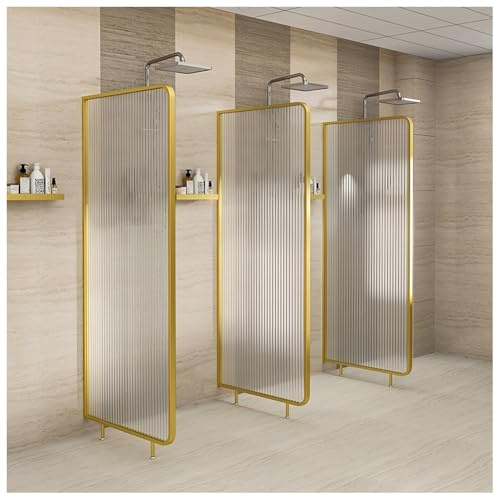 1 Porta Doccia Scanalata Per Cabina Doccia, Elegante Divisorio Per Doccia, Porta In Vetro A Pannello Singolo Per Casa, Ufficio E Soggiorno, Facile Da Pulire(Gold,65X180CM/25.5X70.8)