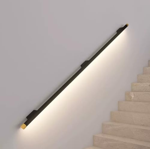 LED-Treppengeländer Für Innentreppen, Wandmontierte Handläufe, Nachtbeleuchteter Handlauf Für Treppenhäuser, Flure, Villenflure, Wandhaltegriffe(Schwarz,1m/3.28ft)