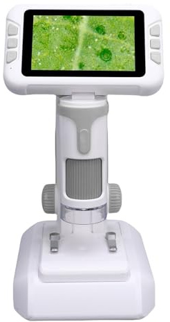 Luocute Barnmikroskop, 1600X Förstoring 4- LCD-skärm Digitalt Mikroskop med LED-ljus- och Färgfilter, för Utbildningsvetenskaplig Utforskning (GRAY)