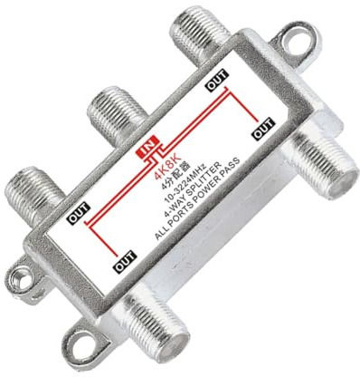 Buhdjfnke SP-04 Splitter 4 Way 10-3224MHz Satellite Antenna Cable TV Distributor F Type 4K8K Signal Receiver Equipment