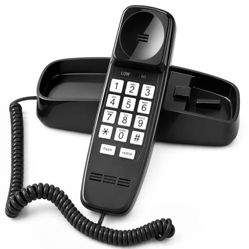 Uvital Wall-mounted Desktop Dual-purpose Corded Telephone, Black Home Phone | Landline Phone for Home,Office,Hotel, Last Number Redial, Ringer Volume Adjustable