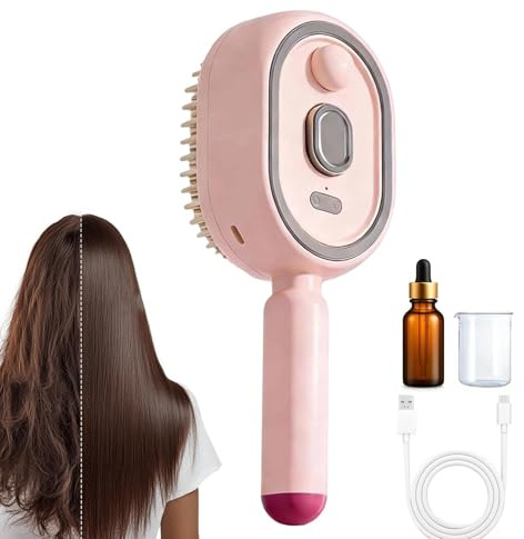 Cepillo de vapor eléctrico, pelo de vapor recargable, cepillo para peinar el cabello con spray de agua, alisador inalámbrico, peine desenredante, masaje con cojín de aire y spray antiestático