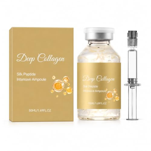 Sérum Facial Hidratante Deep Collagen Silk Peptide Intensive Ampoule, 50 ml, con Colágeno Hidrolizado, Arginina y Seda Hidrolizada, Textura Ligera, Cuidado Diario