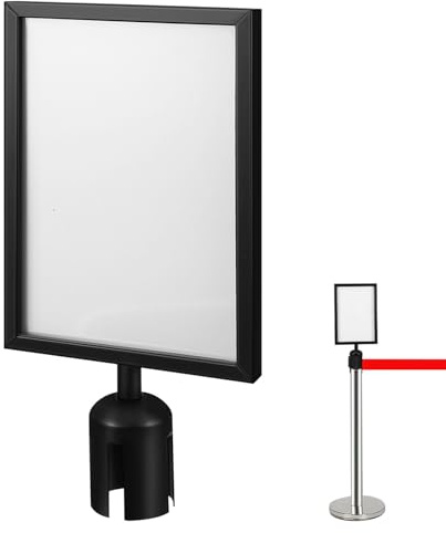 FINISPERSOO Stainless Steel Stanchion Top Sign Holder Portrait Frame Queue Barrier Display For Crowd Control Airports And Commercial Use