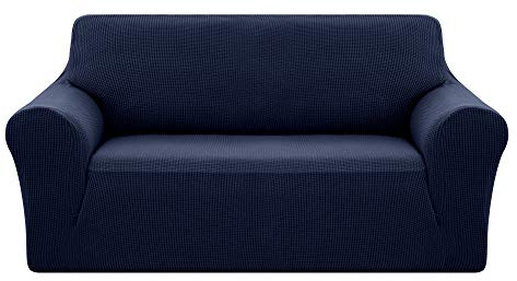 Deconovo Copridivano 2 Posti in Elastico Moderne Fodera Protettiva Divano Universale con Braccioli per Divano Blu Navy