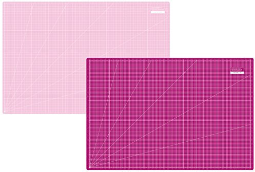 SEMPLIX Selbstheilende Schneidematte A0-A4 - Grün, Rosa, Grau, Türkis, Lila - Ideal fürs Basteln, Nähen & Patchworken - Beidseitig Bedruckt - Vorderseite cm Rückseite inch Bemaßung (Beere-Rosa, A0)