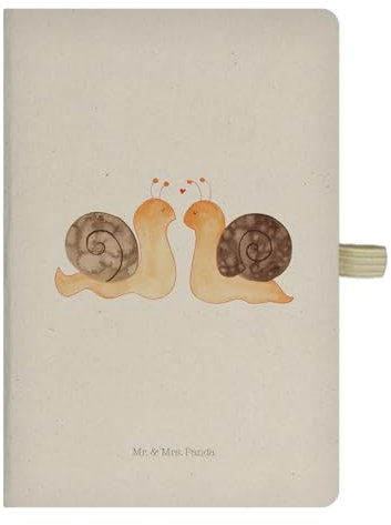 Mr. & Mrs. Panda DIN A4 Baumwoll Notizbuch Schnecken Liebe - Geschenk, Zufrieden, Tagebuch, Freundin, glücklich, Liniert, Skizzenbuch, Paar, Pärchen, Verliebt