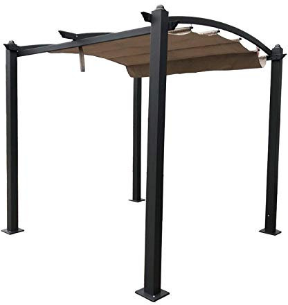 Jet-Line Pavillon Gartenpavillon Pergola Gazebo Giseh 3 x 3 m Braun Sonnenschutz Überdachung Aluminium Gartenlaube für Garten Outdoor Terrasse Stabil