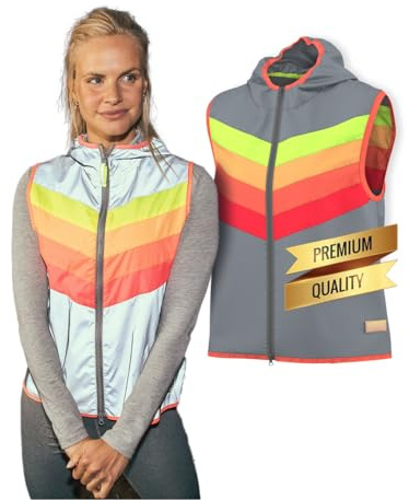 gofluo. Warnweste XL - Darkflow, Sicherheitsweste mit Regenbogendesign, Reißverschlussjacke, Fahrrad-Ausrüstung