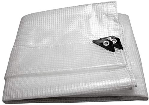 HOME It® Armirte Abdeckplane wasserdicht 4x6m – Gewebeplane 120g/m² – Tarp – Abdeckplane mit Ösen – UV-beständige wasserdichte Plane klar